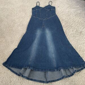 Vintage Moda International Stretch Denim Strappy Corset Panel Dress Size 8 Y2K